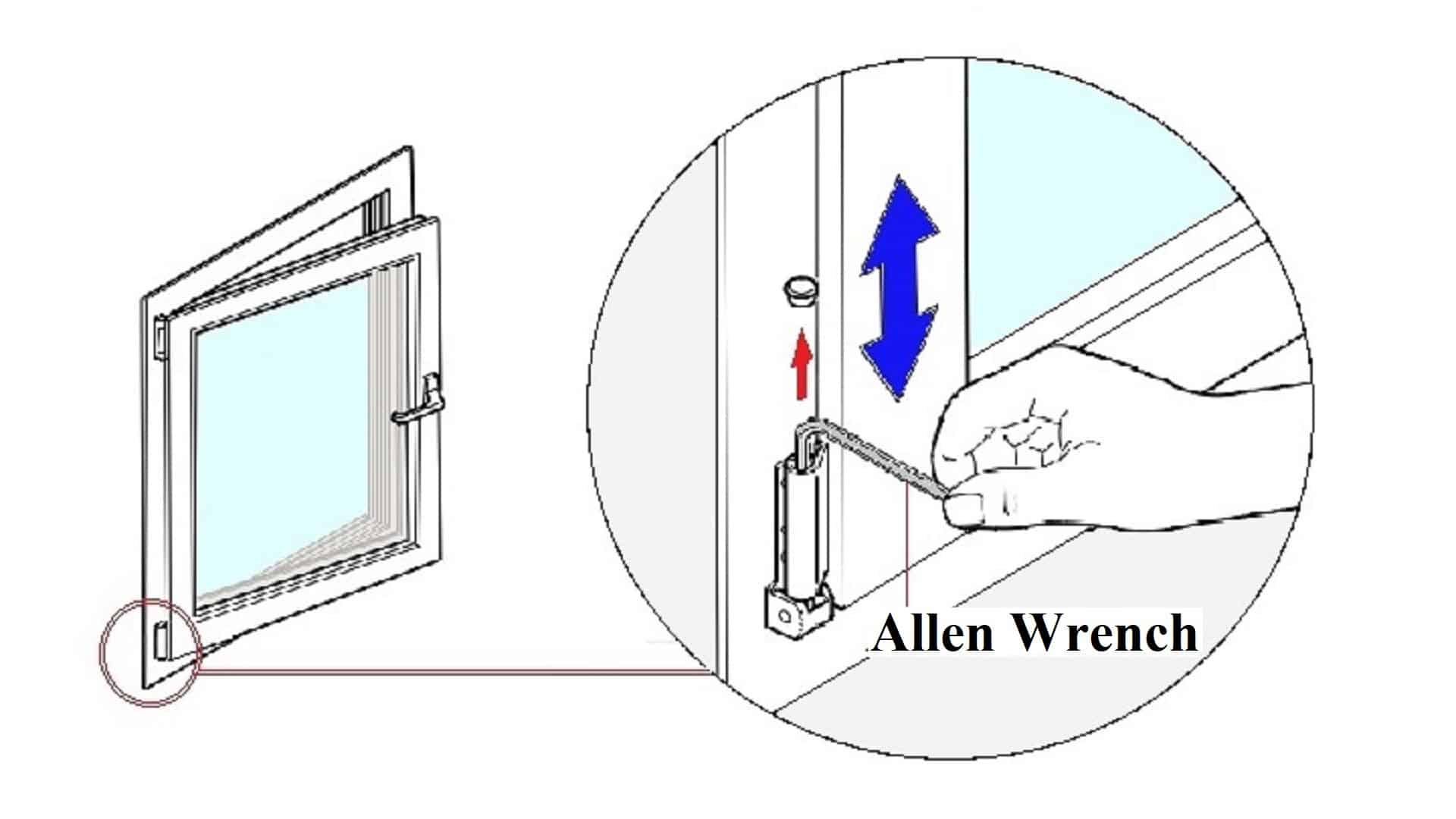 Tilt and turn Windows adjustment by Allen wrench